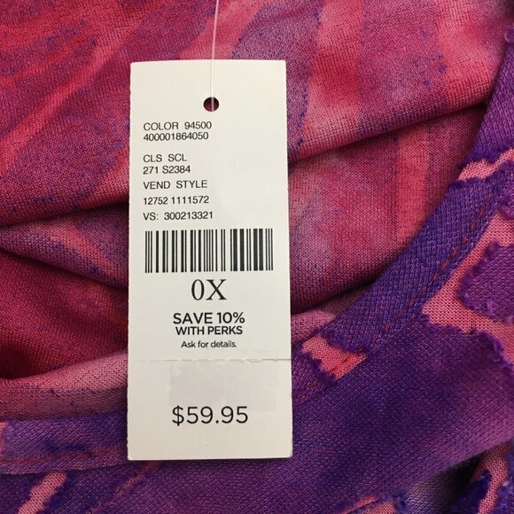NEW Catherines Top Women's Purple and Pink Floral Print Stretchy Tunic Top 0X - Picture 3 of 9